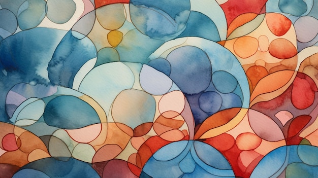 A watercolor painting of a circle with the word love on it.