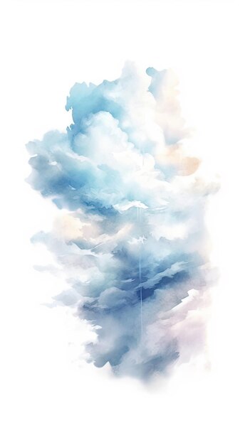 雲という言葉が描かれた雲の水彩画。