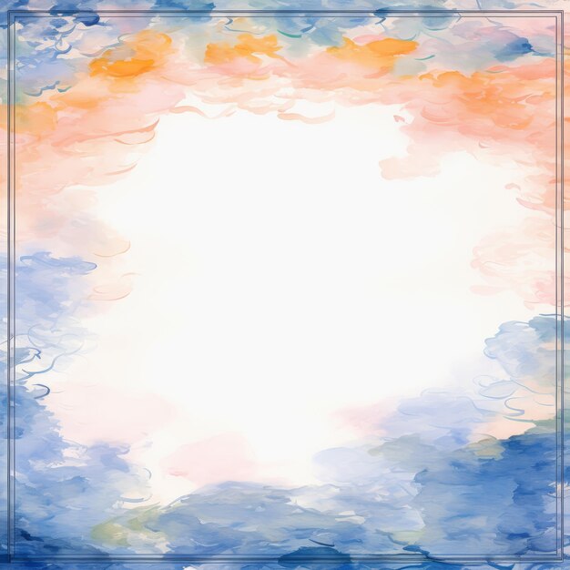 Photo a watercolor painting of clouds with a frame in the center