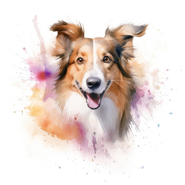 Watercolor painting of collie