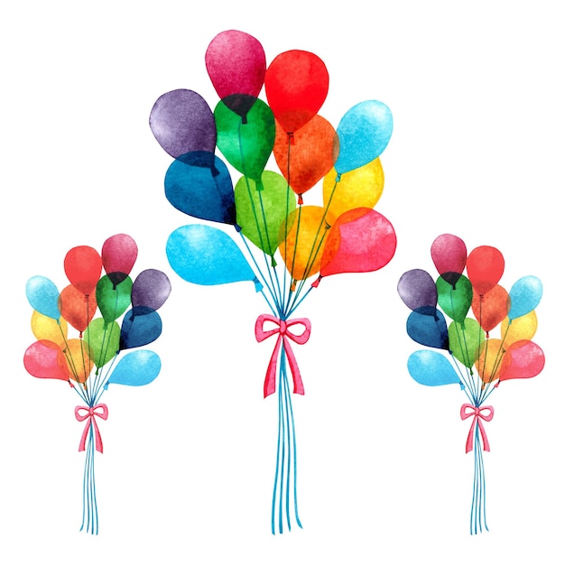 Watercolor painting colorful balloon background