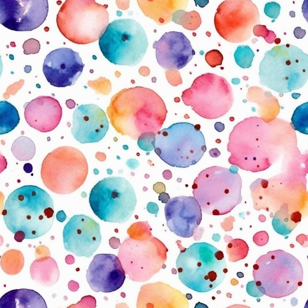 Photo a watercolor painting of colorful circles and dots on a white background generative ai