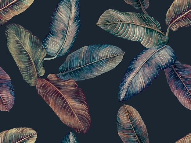 수채화 그림 화려한 잎 원활한 패턴 배경