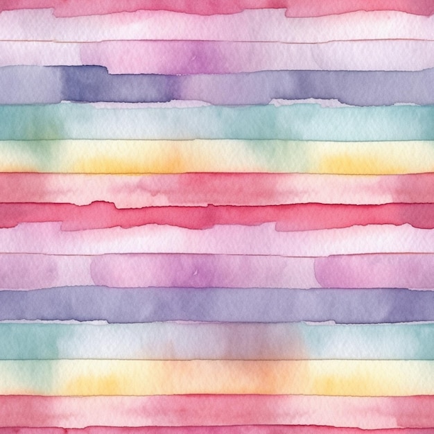 A watercolor painting of a colorful striped pattern with a pink generative ai