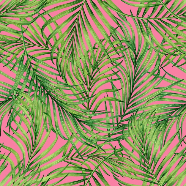 La pittura ad acquerello foglie tropicali colorate seamless pattern