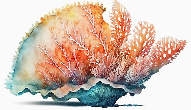 Акварельный рисунок кораллового рифа.
