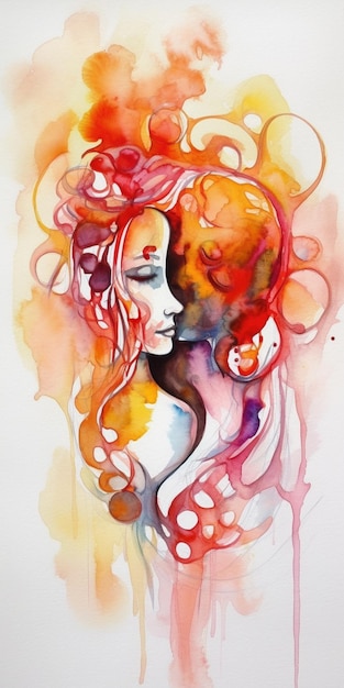 A watercolor painting of a couple in love