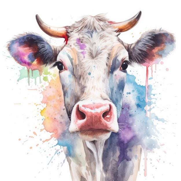 Watercolor painting of cow