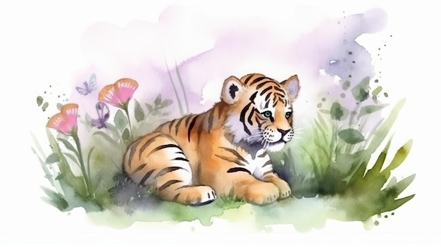Watercolor painting of a cute baby animal