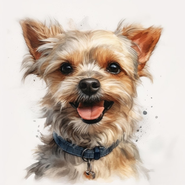 Watercolor painting of a cute dog on white background Al generated