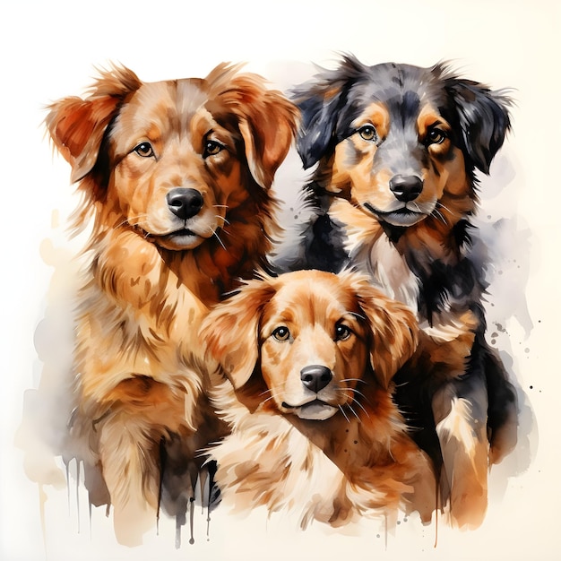 Premium AI Image | Watercolor painting of cute dog on white background