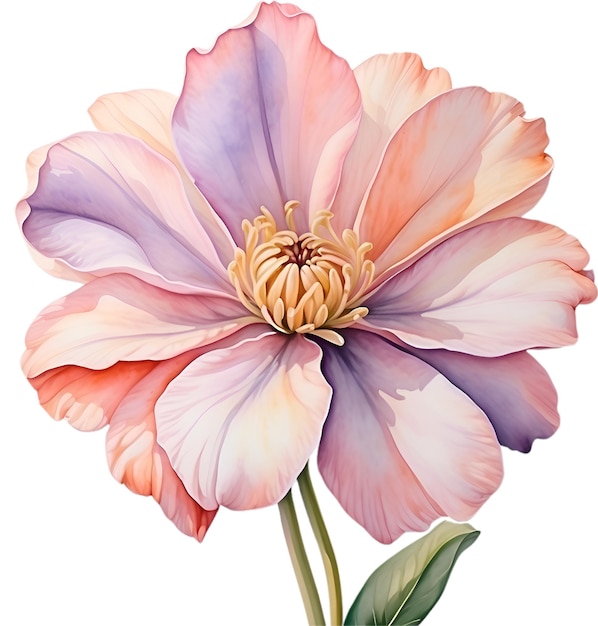Watercolor painting of a cute pastel flower