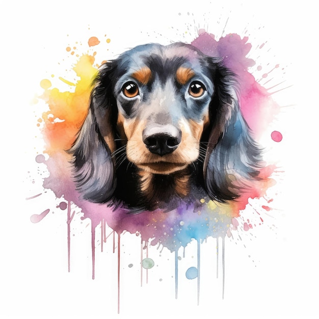 Photo watercolor painting of dachshund