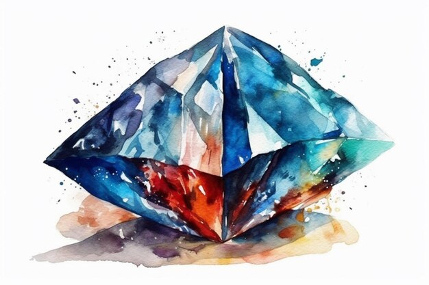 A watercolor painting of a diamond from the diamond collection.