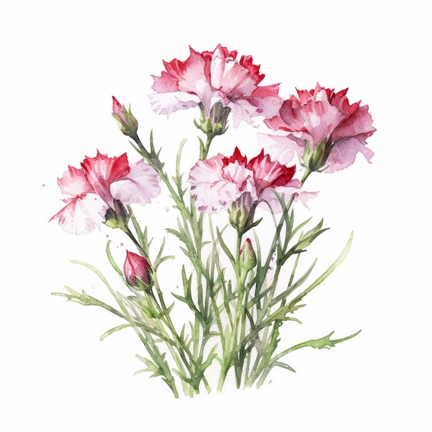 Watercolor painting of Dianthus caryophyllus