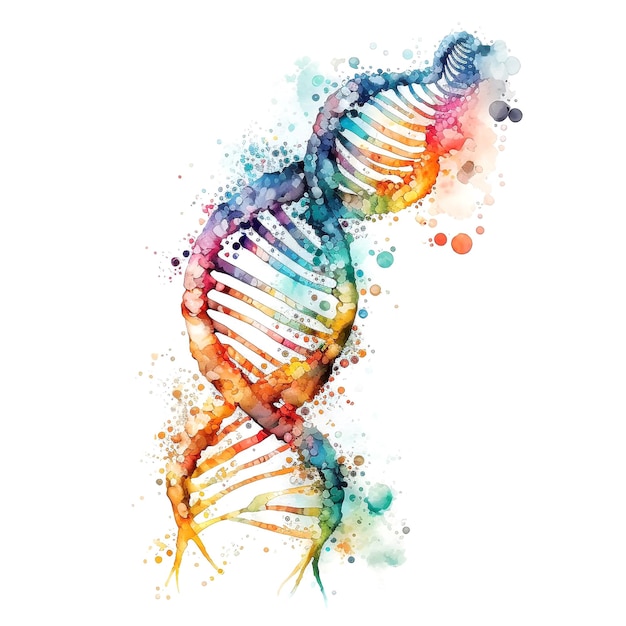 A watercolor painting of a dna