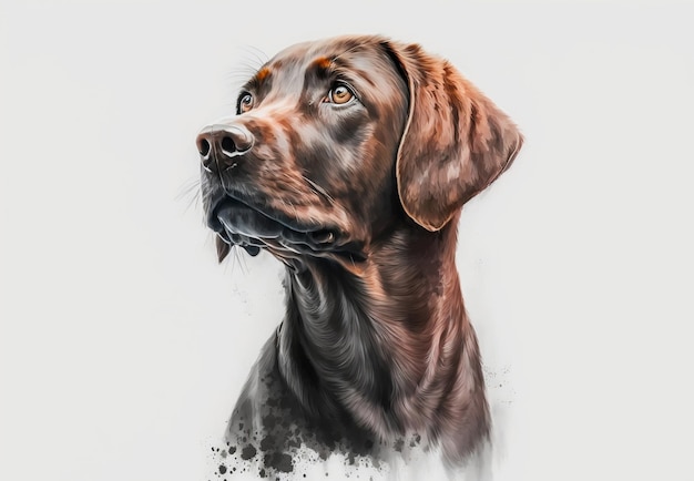 Watercolor painting of a dog breed labrador.