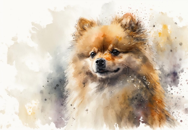 A watercolor painting of a dog named spitz.