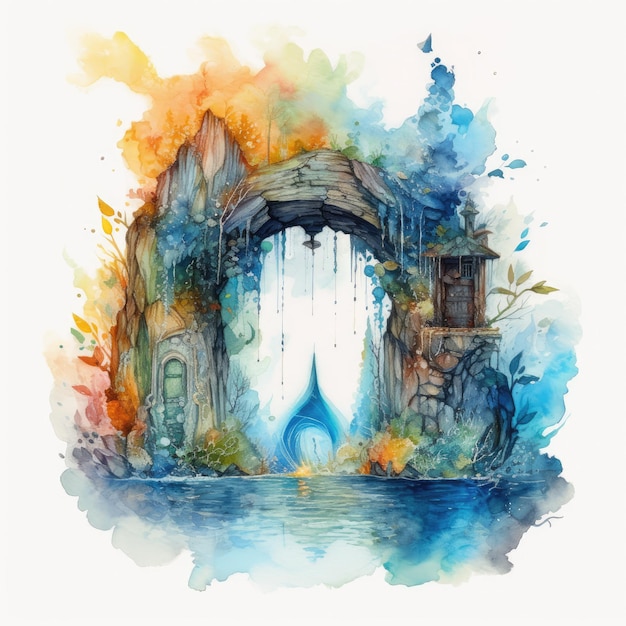 A watercolor painting of a door