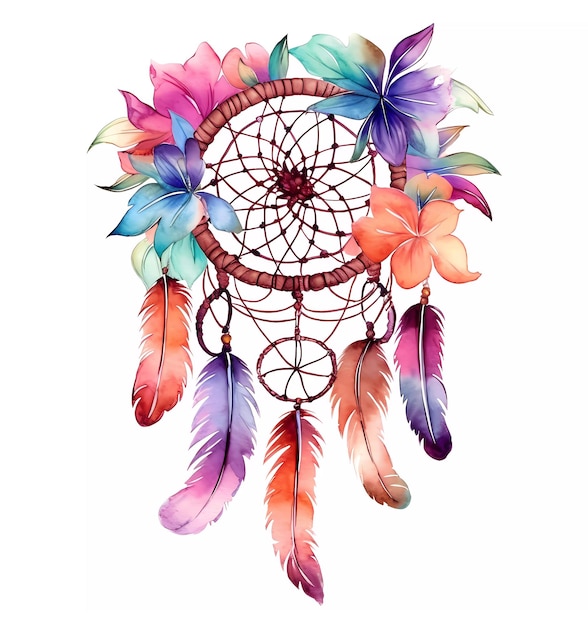 A watercolor painting of a dreamcatcher