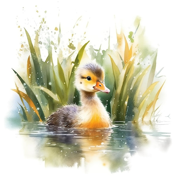 A watercolor painting of a duck in the water Generative AI image