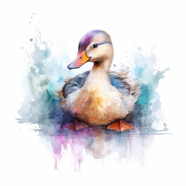 Watercolor painting of duck