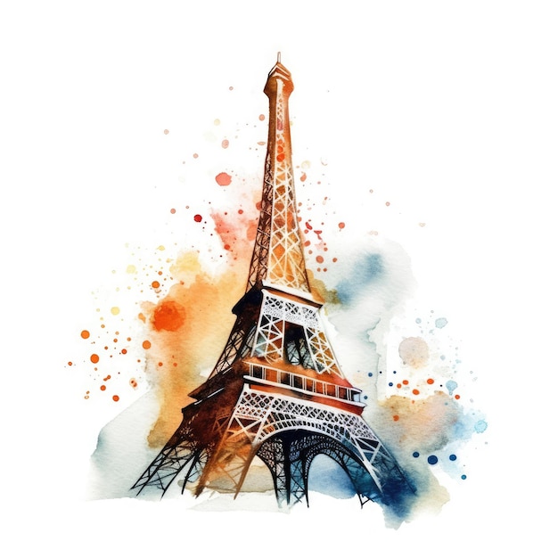 Photo a watercolor painting of the eiffel tower in paris