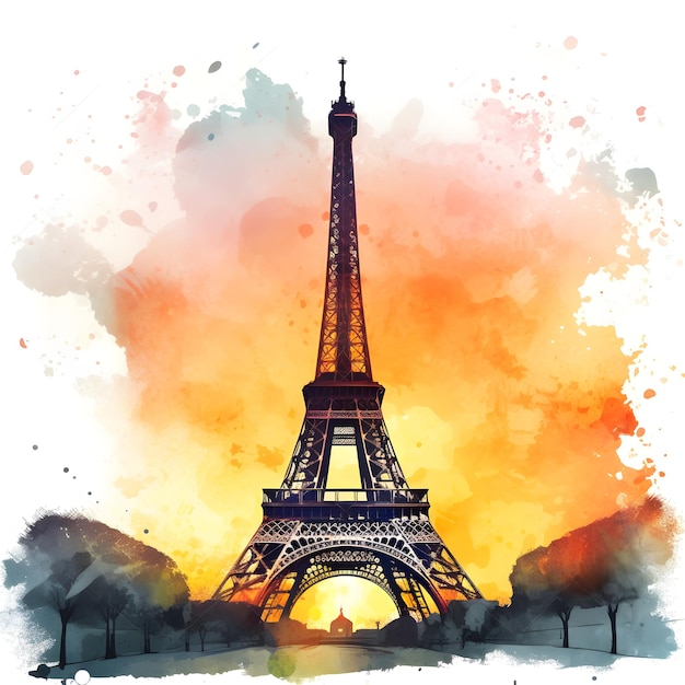 A watercolor painting of the eiffel tower in paris