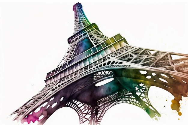 A watercolor painting of eiffel tower in paris.