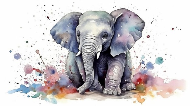 Watercolor painting of an elephant