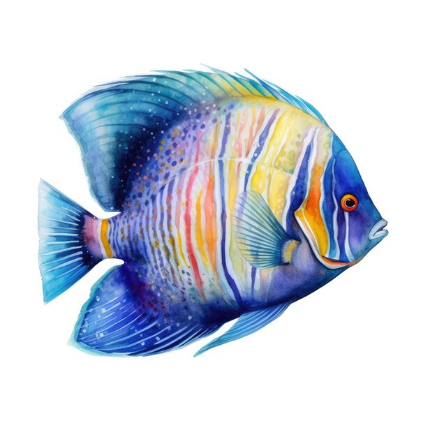 Photo watercolor painting of emporor angelfish