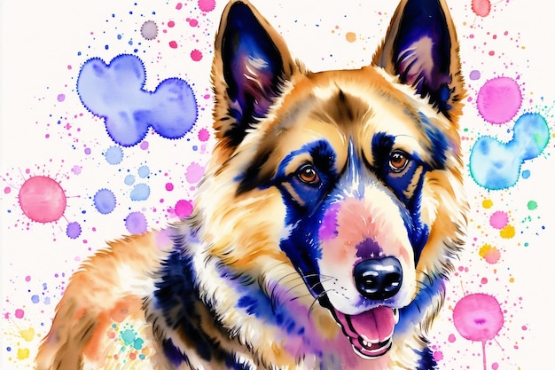Watercolor painting of the Energetic and Loyal Alaskan Husky A True Sled Dog and Outdoor Companion