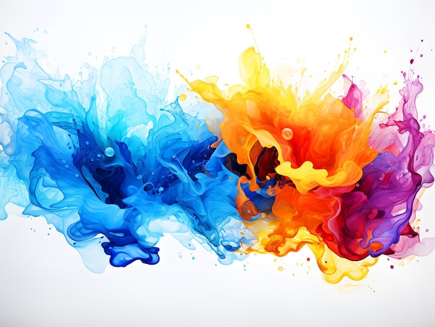 Watercolor and painting explosion colorful splash color splatter stain brush strokes