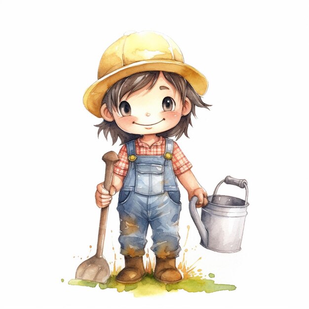 Watercolor painting of a farmer