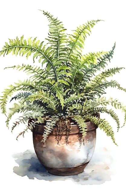 A watercolor painting of a fern plant.