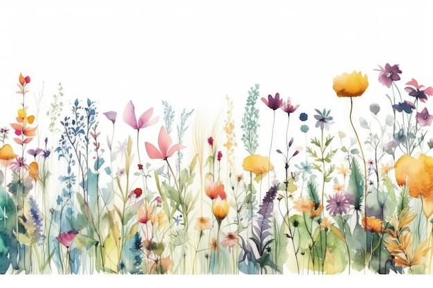 A watercolor painting of a field of flowers generative AI