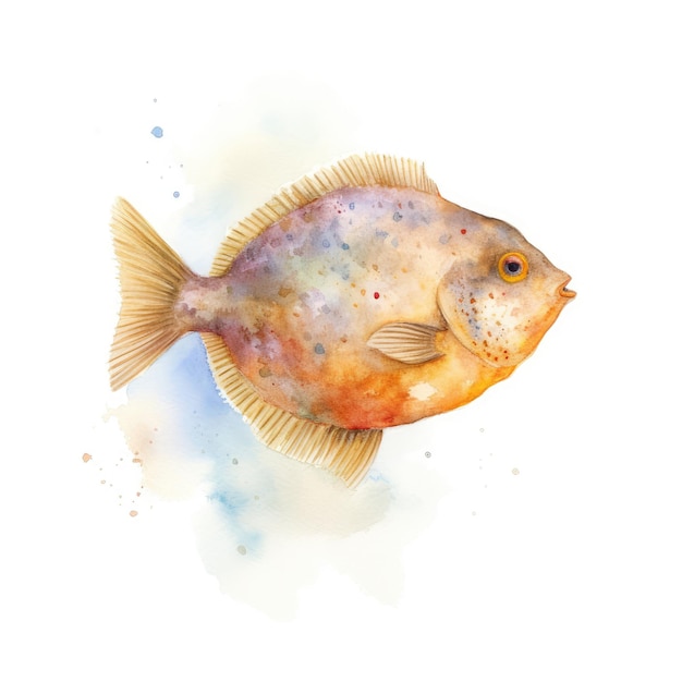 Photo watercolor painting of flounder