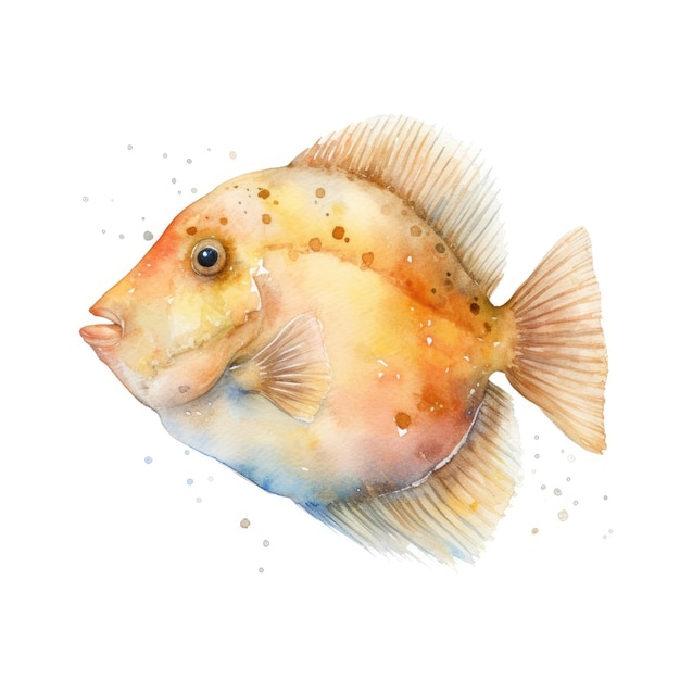 Photo watercolor painting of flounder