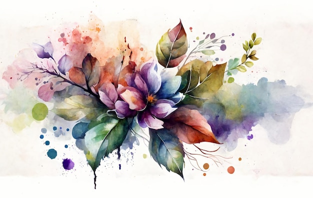 A watercolor painting of a flower with a purple background.