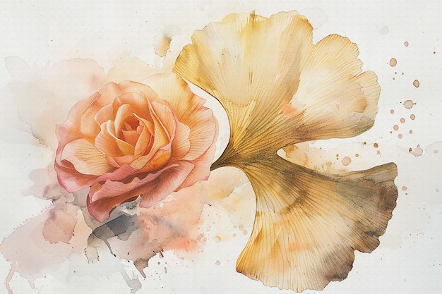 a watercolor painting of a flower with a reflection of it