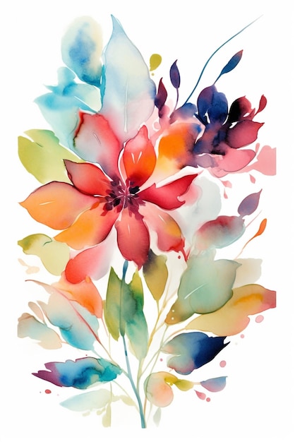 A watercolor painting of a flower with the word love on it.