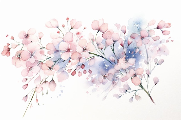 A watercolor painting of flowers by peony and animal.