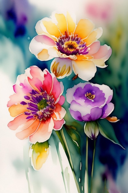 A watercolor painting of flowers by person.