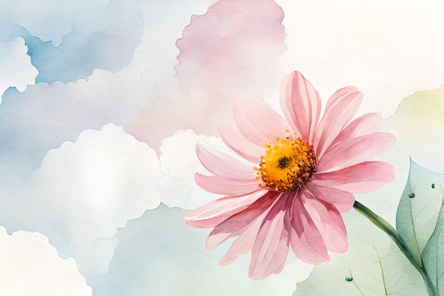 Photo watercolor painting flowers on canvas