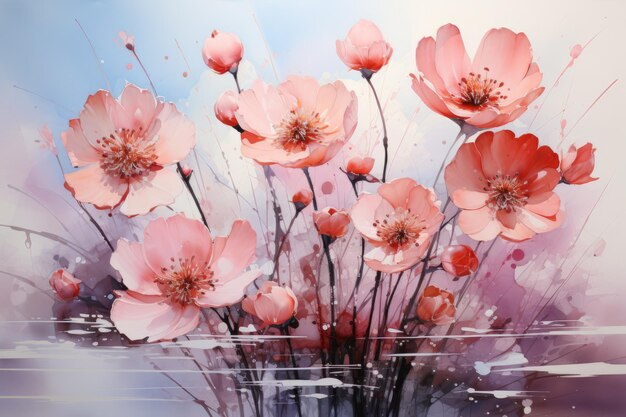 Watercolor painting of flowers pastel background soft High quality photo