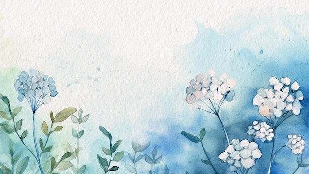 A watercolor painting of flowers in the sky