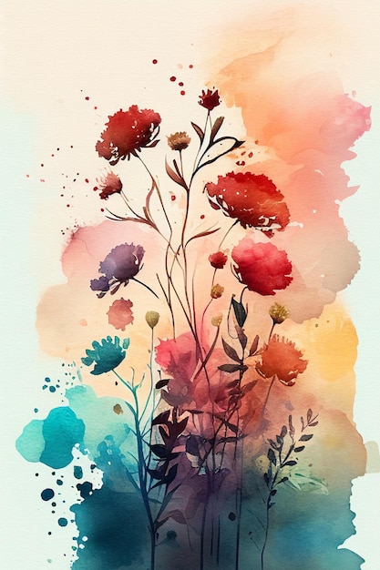 A watercolor painting of flowers with the word flower on it.