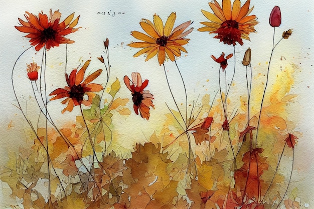 A watercolor painting of flowers with the word " on it "