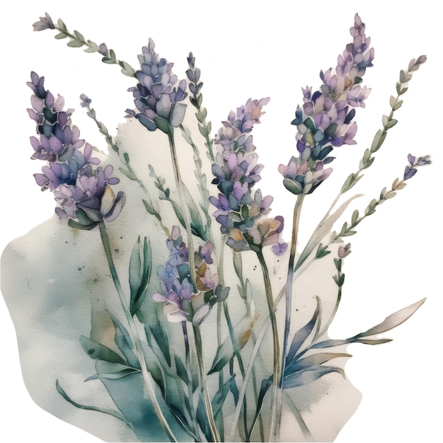 A watercolor painting of flowers with the word lavender on it.