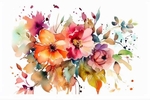 A watercolor painting of flowers with the word love on it.